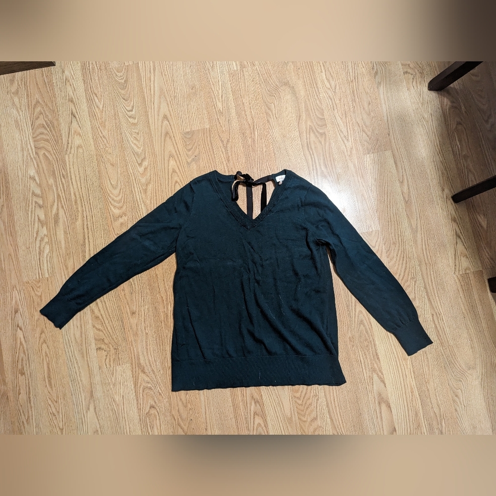 Pixley Green Tunic Sweater with Velvet Ribbon Back Ties